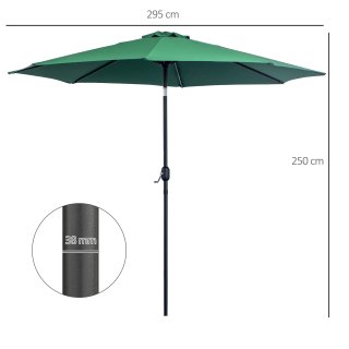 Ombrellone da Giardino 3x2.5 m Inclinabile Verde