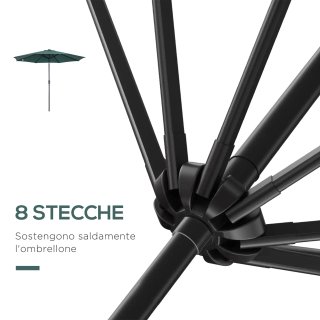 Ombrellone da Giardino 3x2.5 m Inclinabile Verde