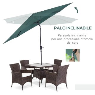 Ombrellone da Giardino 3x2.5 m Inclinabile Verde