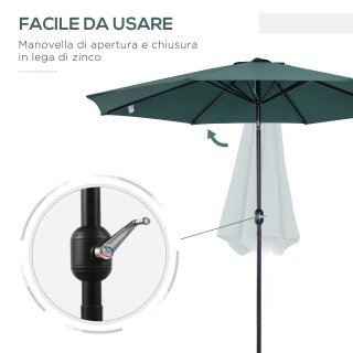 Ombrellone da Giardino 3x2.5 m Inclinabile Verde