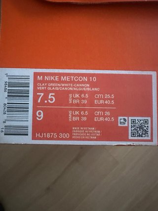 Nike Metcon 10 Crossfit talla 40,5 color verde