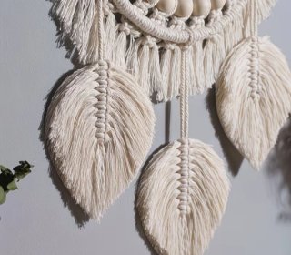 Espejo Decorativo Macramé con Cuentas