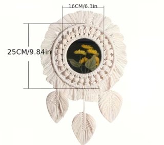 Espejo Decorativo Macramé con Cuentas