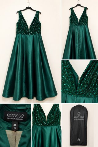 Vestido fiesta Evassé Costura verde lentejuelas