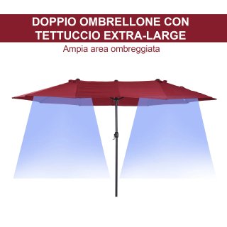 Ombrellone da Giardino Doppio Rosso 455x265x238cm