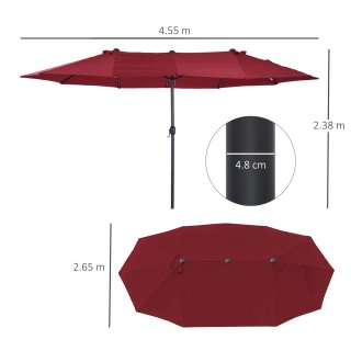 Ombrellone da Giardino Doppio Rosso 455x265x238cm