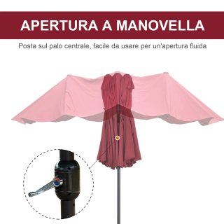 Ombrellone da Giardino Doppio Rosso 455x265x238cm
