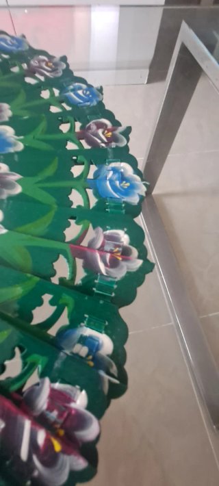 Abanico madera pintado a mano flores