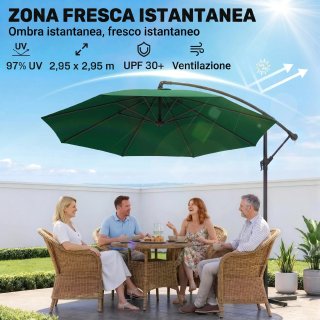 Ombrellone da Giardino 3x2.5 m Inclinabile Base