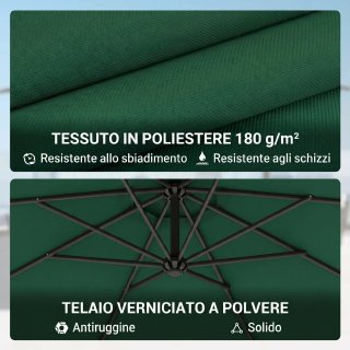 Ombrellone da Giardino 3x2.5 m Inclinabile Base