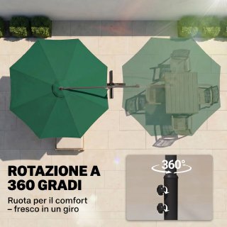 Ombrellone da Giardino 3x2.5 m Inclinabile Base