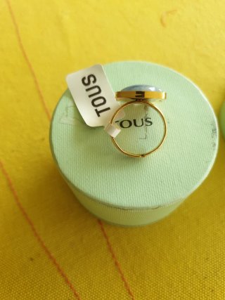 Anillo Tous Oso Ajustable Azul y Dorado