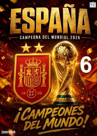 PÓSTER ESPAÑA CAMPEONA DEL MUNDO FÚTBOL 2026