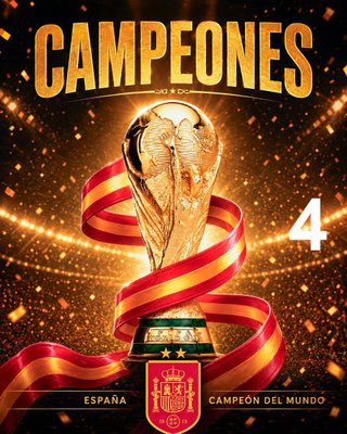 PÓSTER ESPAÑA CAMPEONA DEL MUNDO FÚTBOL 2026