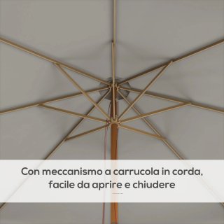 Ombrellone Giardino Doppio Tettuccio Bambù Grigio