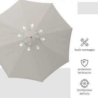Ombrellone Giardino Doppio Tettuccio Bambù Grigio