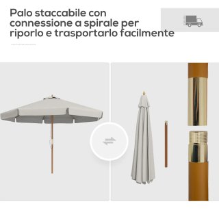 Ombrellone Giardino Doppio Tettuccio Bambù Grigio