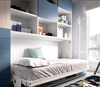 CAMA abatible horizontal con ESCRITORIO y ESTANTES