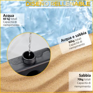 Base per Ombrellone 4 Pezzi Acqua o Sabbia Nero