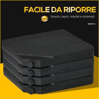 Base per Ombrellone 4 Pezzi Acqua o Sabbia Nero