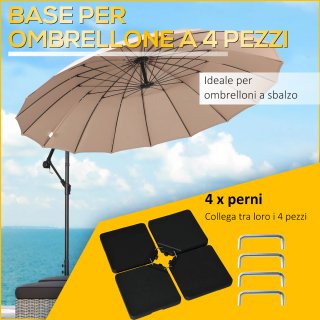 Base per Ombrellone 4 Pezzi Acqua o Sabbia Nero