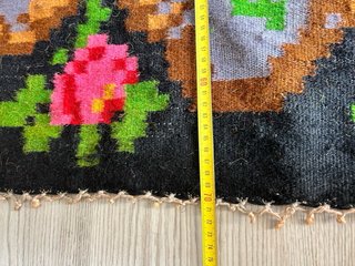 Tappeto Kilim Lana Nero e Rosa