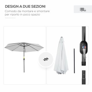 Ombrellone Giardino 3x2.5 m Inclinabile Smontabile