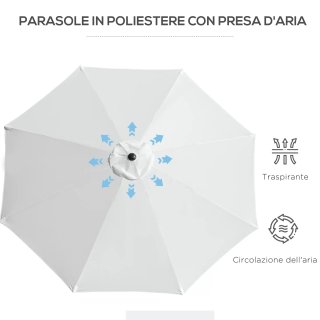 Ombrellone Giardino 3x2.5 m Inclinabile Smontabile