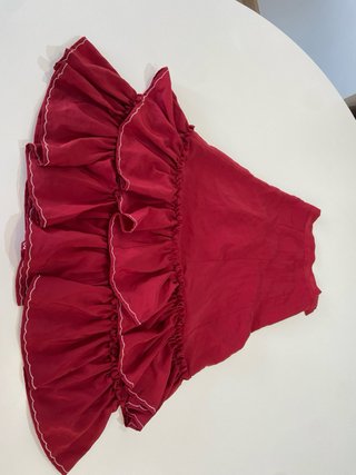 208.-Falda flamenca roja volantes talla única