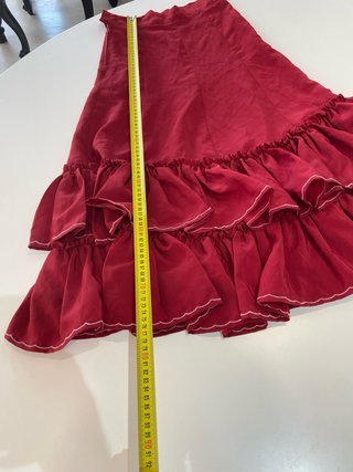 208.-Falda flamenca roja volantes talla única