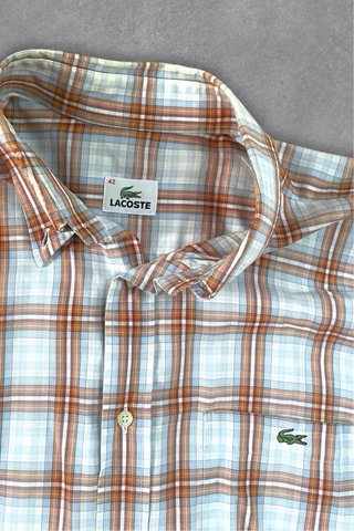 Camisa cuadros Lacoste azul y marrón