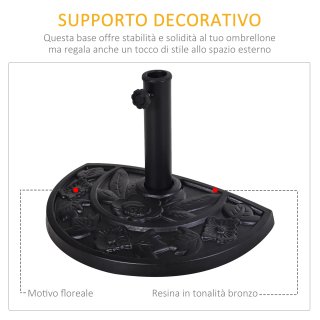 Base Ombrellone Mezzaluna in Resina con Manovella
