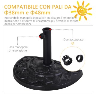 Base Ombrellone Mezzaluna in Resina con Manovella