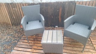 Conjunto Terraza Ratán Gris y Madera