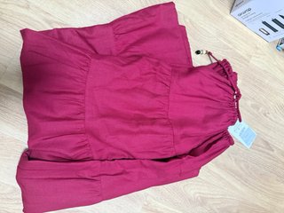 Falda larga Zara roja volantes