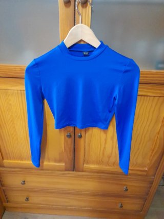 Camiseta corta manga larga azul