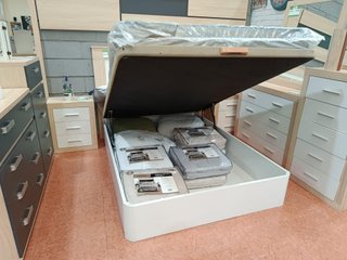 Cama Canapé Abatible Madera y Tela