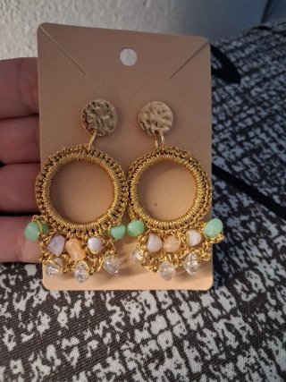Pendientes Aro Dorado Piedras Naturales