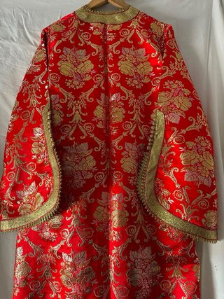 Caftán Marroquí Vintage Rojo y Dorado
