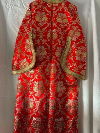 Caftán Marroquí Vintage Rojo y Dorado