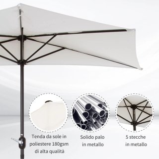 Ombrellone Semicircolare da Giardino 2.7x1.5 m