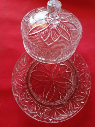 Mantequillera Cristal Prensado Vintage