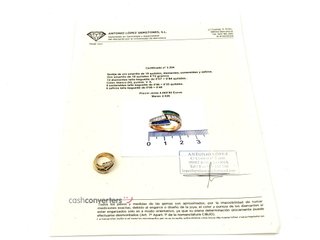 anillo oro 18k con piedra con aguamarina,circonita,esmeralda