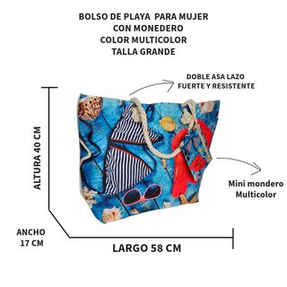 Bolsa de Playa Grande con Monedero Bolso Mujer New