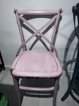 Silla Vintage Roja Madera y Metal