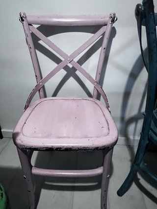 Silla Vintage Roja Madera y Metal
