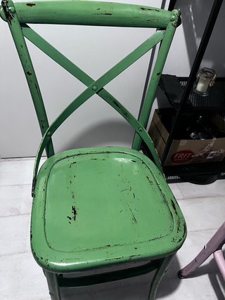 Silla Vintage Roja Madera y Metal