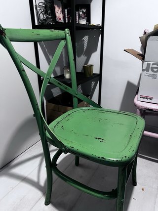 Silla Vintage Roja Madera y Metal