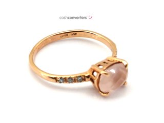 sortija oro 18k con piedra con diamante,cuarzo