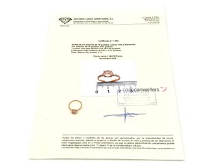 sortija oro 18k con piedra con diamante,cuarzo